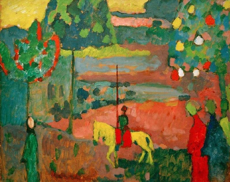 Wassily Kandinsky — Lancer in Landscape, 1908