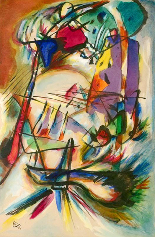 Wassily Kandinsky — Sketch for composition «Red with Black», 1915